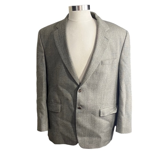 Ralph Lauren Made in Canada Men Grey 2-Button 100% Wool Suit Coat Blazer Sz 46R - Picture 1 of 15